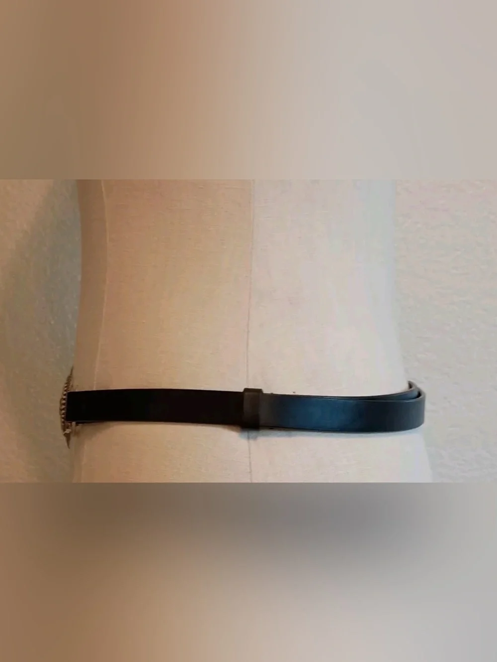 Chicos black leather  Women's Waist Belt with Ornate Silver Buckle